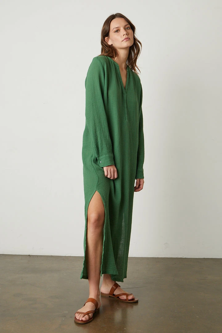 Velvet By Graham & Spencer Womens LORRAINE COTTON GAUZE CAFTAN DRESS 16 Velvet By Graham & Spencer Womens LORRAINE COTTON GAUZE CAFTAN DRESS