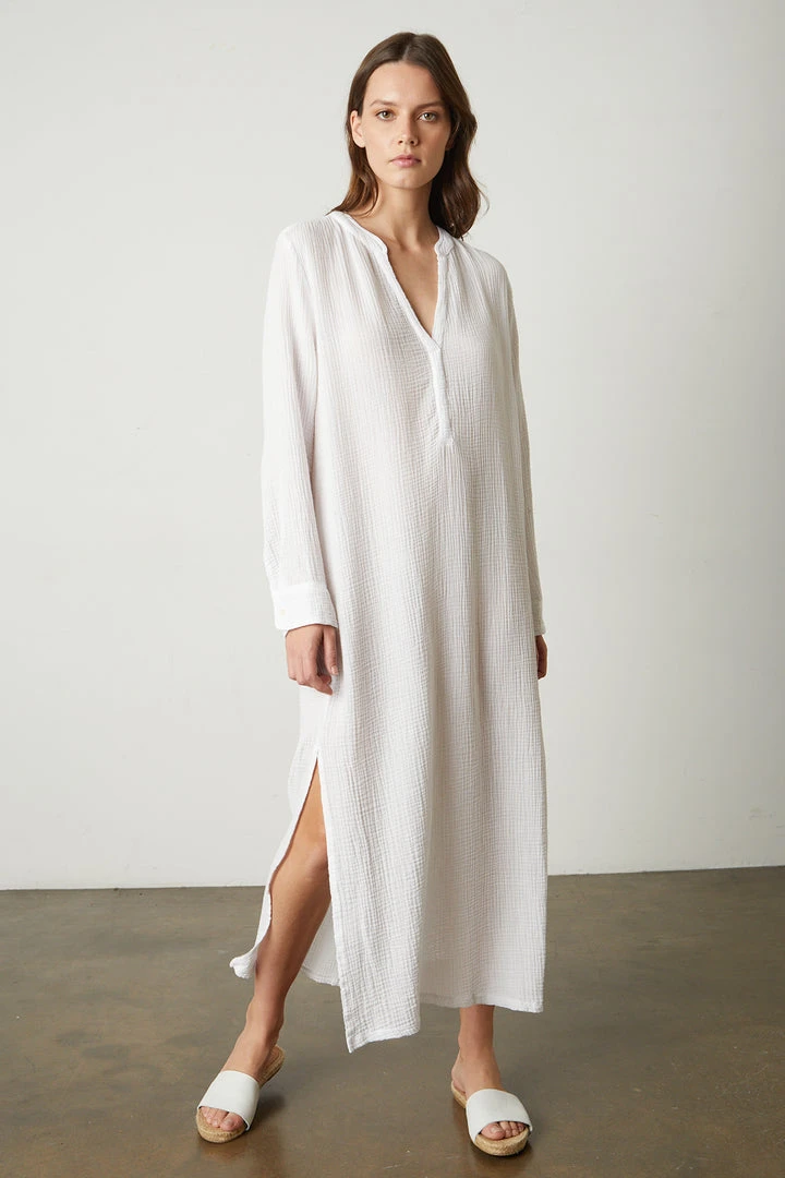 Velvet By Graham & Spencer Womens LORRAINE COTTON GAUZE CAFTAN DRESS 1 Velvet By Graham & Spencer Womens LORRAINE COTTON GAUZE CAFTAN DRESS