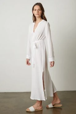 Velvet By Graham & Spencer Womens LORRAINE COTTON GAUZE CAFTAN DRESS 26 Velvet By Graham & Spencer Womens LORRAINE COTTON GAUZE CAFTAN DRESS