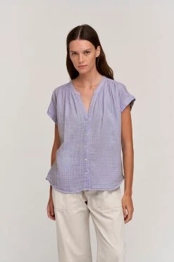 Velvet By Graham & Spencer Womens PAMELA COTTON GAUZE BUTTON-UP TOP 24 Velvet By Graham & Spencer Womens PAMELA COTTON GAUZE BUTTON-UP TOP