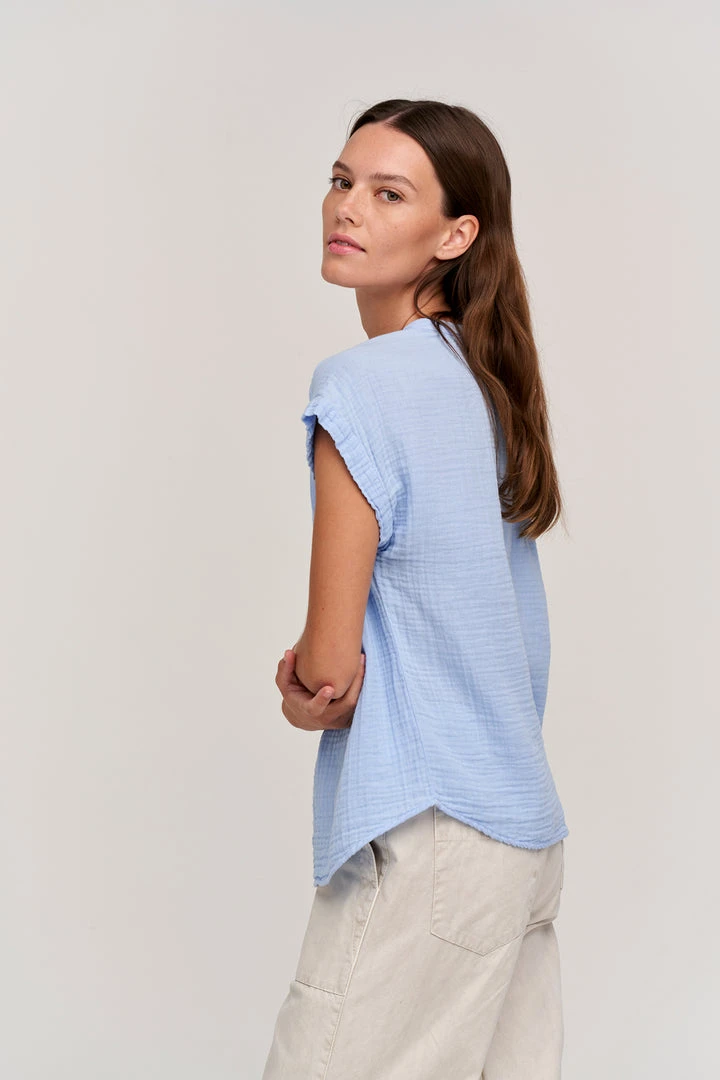 Velvet By Graham & Spencer Womens PAMELA COTTON GAUZE BUTTON-UP TOP 2 Velvet By Graham & Spencer Womens PAMELA COTTON GAUZE BUTTON-UP TOP