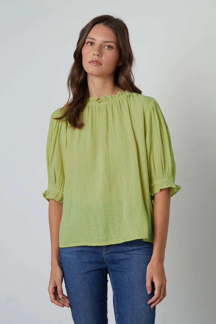 Velvet By Graham & Spencer ROSA COTTON GAUZE RUFFLE TOP 2 Velvet By Graham & Spencer ROSA COTTON GAUZE RUFFLE TOP