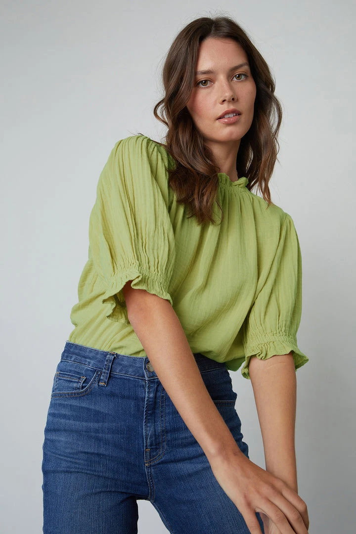 Velvet By Graham & Spencer ROSA COTTON GAUZE RUFFLE TOP 1 Velvet By Graham & Spencer ROSA COTTON GAUZE RUFFLE TOP