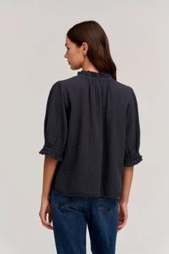 Velvet By Graham & Spencer ROSA COTTON GAUZE RUFFLE TOP 22 Velvet By Graham & Spencer ROSA COTTON GAUZE RUFFLE TOP