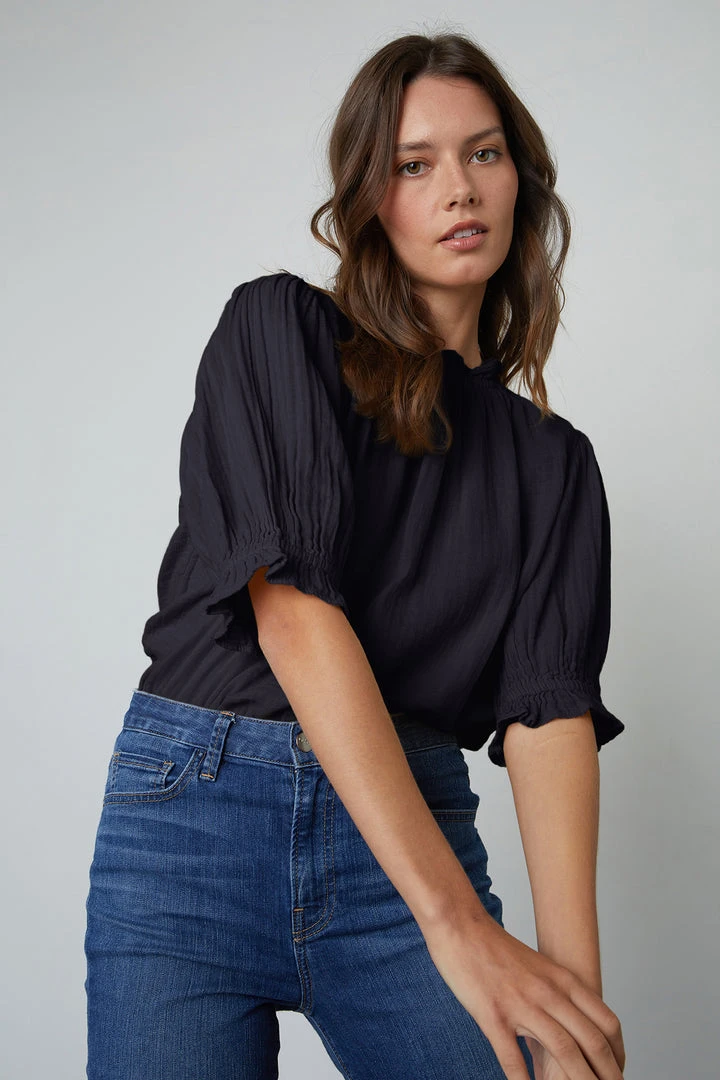 Velvet By Graham & Spencer ROSA COTTON GAUZE RUFFLE TOP 9 Velvet By Graham & Spencer ROSA COTTON GAUZE RUFFLE TOP