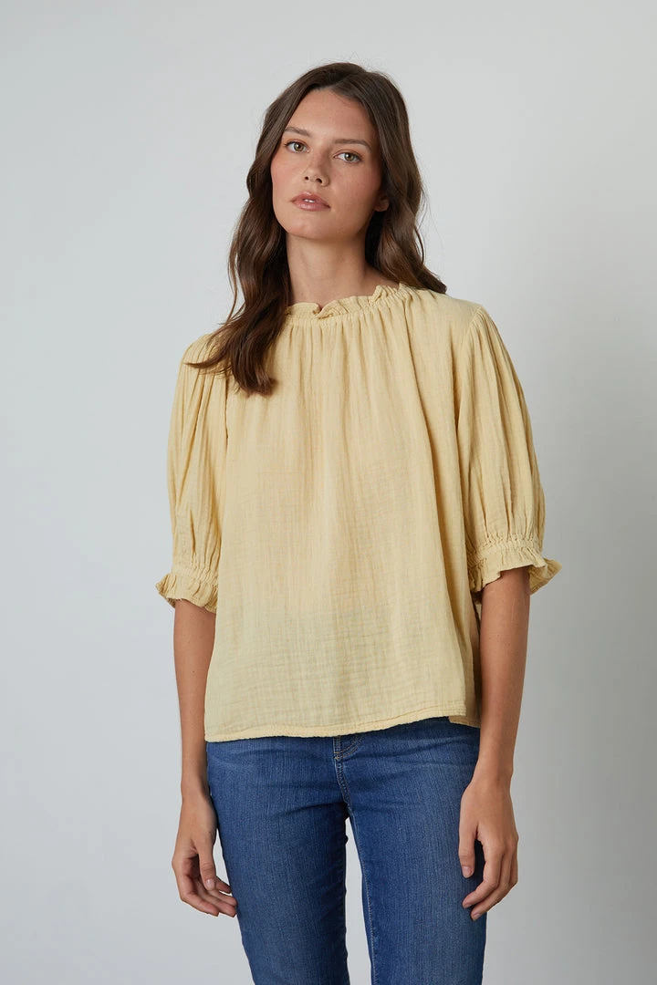 Velvet By Graham & Spencer ROSA COTTON GAUZE RUFFLE TOP 13 Velvet By Graham & Spencer ROSA COTTON GAUZE RUFFLE TOP