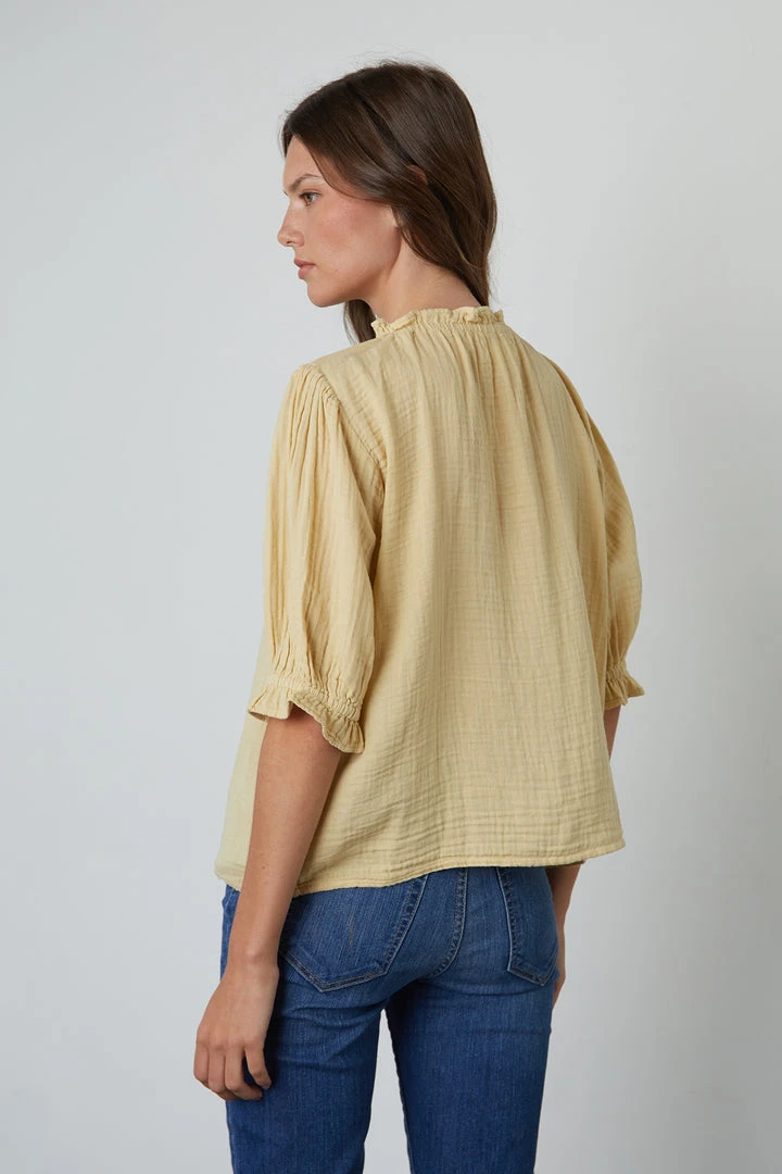 Velvet By Graham & Spencer ROSA COTTON GAUZE RUFFLE TOP 14 Velvet By Graham & Spencer ROSA COTTON GAUZE RUFFLE TOP