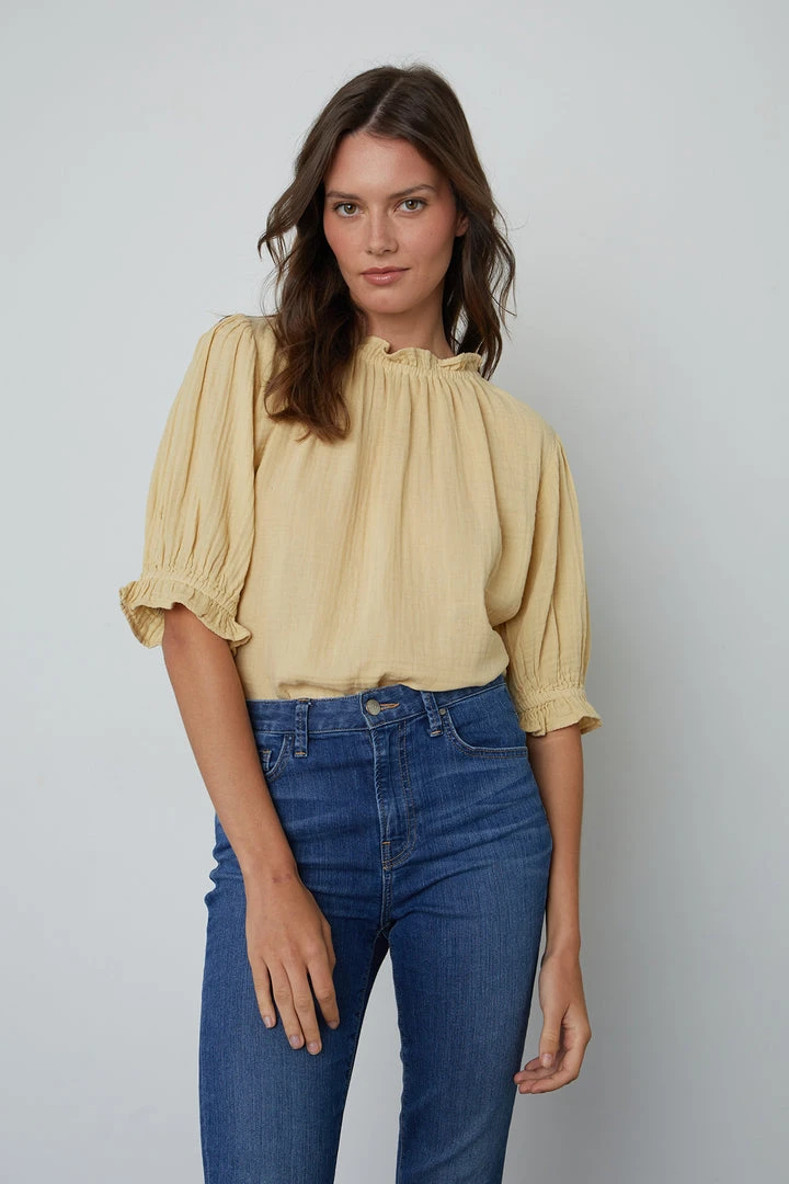 Velvet By Graham & Spencer ROSA COTTON GAUZE RUFFLE TOP 12 Velvet By Graham & Spencer ROSA COTTON GAUZE RUFFLE TOP