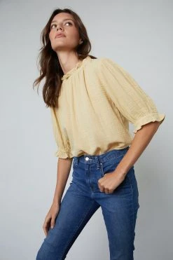 Velvet By Graham & Spencer ROSA COTTON GAUZE RUFFLE TOP 25 Velvet By Graham & Spencer ROSA COTTON GAUZE RUFFLE TOP
