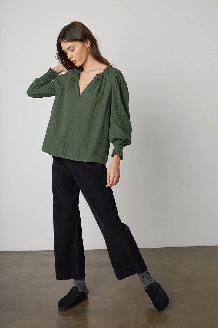 Velvet By Graham & Spencer Womens RYLEE COTTON GAUZE BLOUSE 2 Velvet By Graham & Spencer Womens RYLEE COTTON GAUZE BLOUSE