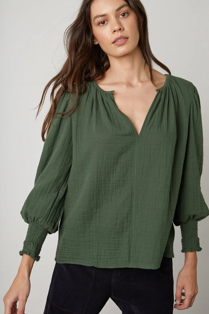 Velvet By Graham & Spencer Womens RYLEE COTTON GAUZE BLOUSE 4 Velvet By Graham & Spencer Womens RYLEE COTTON GAUZE BLOUSE