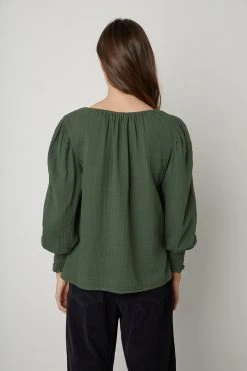 Velvet By Graham & Spencer Womens RYLEE COTTON GAUZE BLOUSE 10 Velvet By Graham & Spencer Womens RYLEE COTTON GAUZE BLOUSE