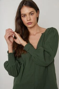 Velvet By Graham & Spencer Womens RYLEE COTTON GAUZE BLOUSE