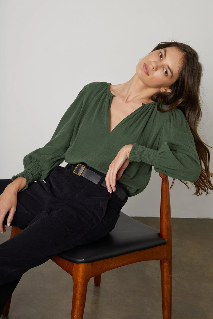 Velvet By Graham & Spencer Womens RYLEE COTTON GAUZE BLOUSE 6 Velvet By Graham & Spencer Womens RYLEE COTTON GAUZE BLOUSE