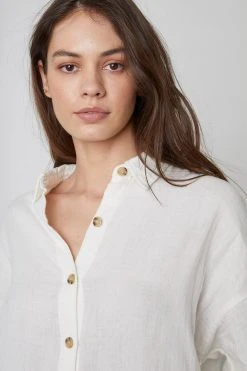 Velvet By Graham & Spencer SAWYER COTTON GAUZE BUTTON-UP TOP 10 Velvet By Graham & Spencer SAWYER COTTON GAUZE BUTTON-UP TOP