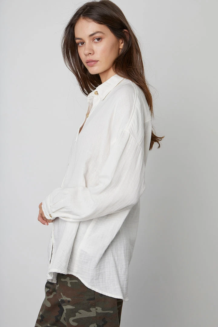 Velvet By Graham & Spencer SAWYER COTTON GAUZE BUTTON-UP TOP 3 Velvet By Graham & Spencer SAWYER COTTON GAUZE BUTTON-UP TOP