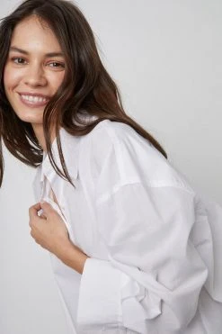 Velvet By Graham & Spencer RACHEL OVERSIZED BUTTON-UP SHIRT Womens 10 Velvet By Graham & Spencer RACHEL OVERSIZED BUTTON-UP SHIRT Womens