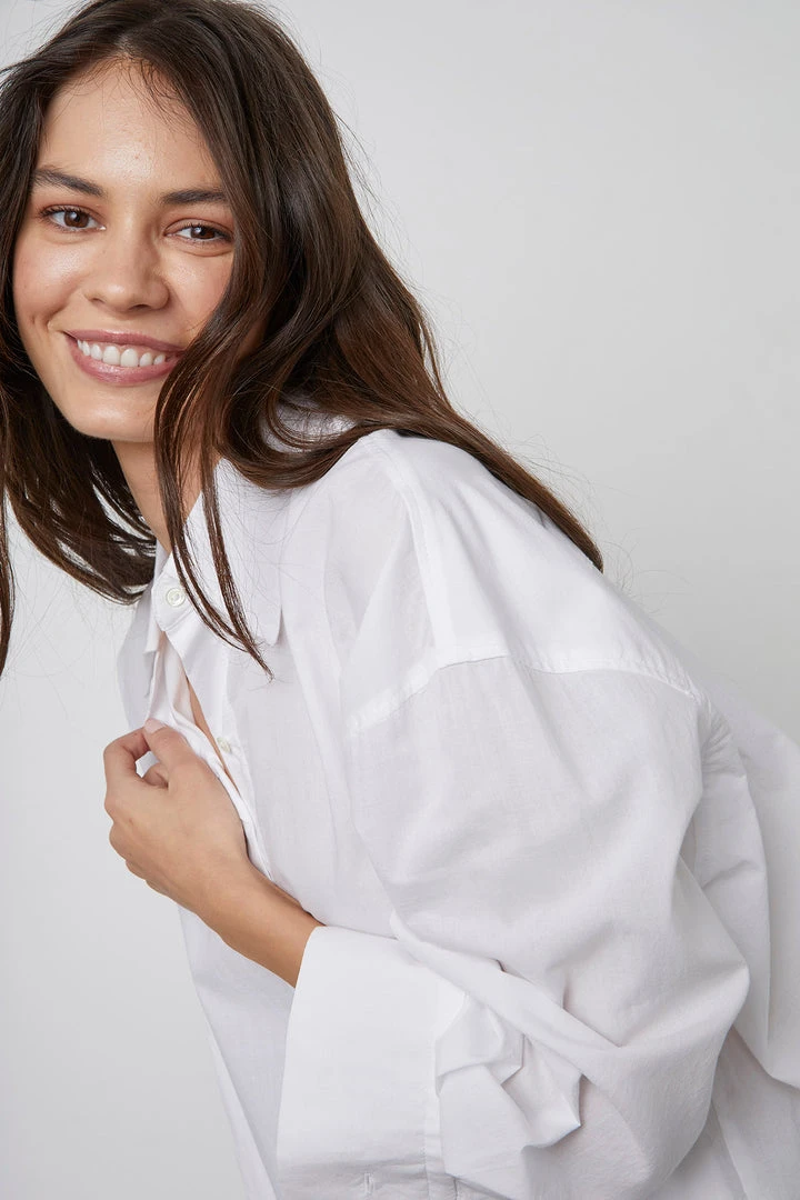 Velvet By Graham & Spencer RACHEL OVERSIZED BUTTON-UP SHIRT Womens 5 Velvet By Graham & Spencer RACHEL OVERSIZED BUTTON-UP SHIRT Womens