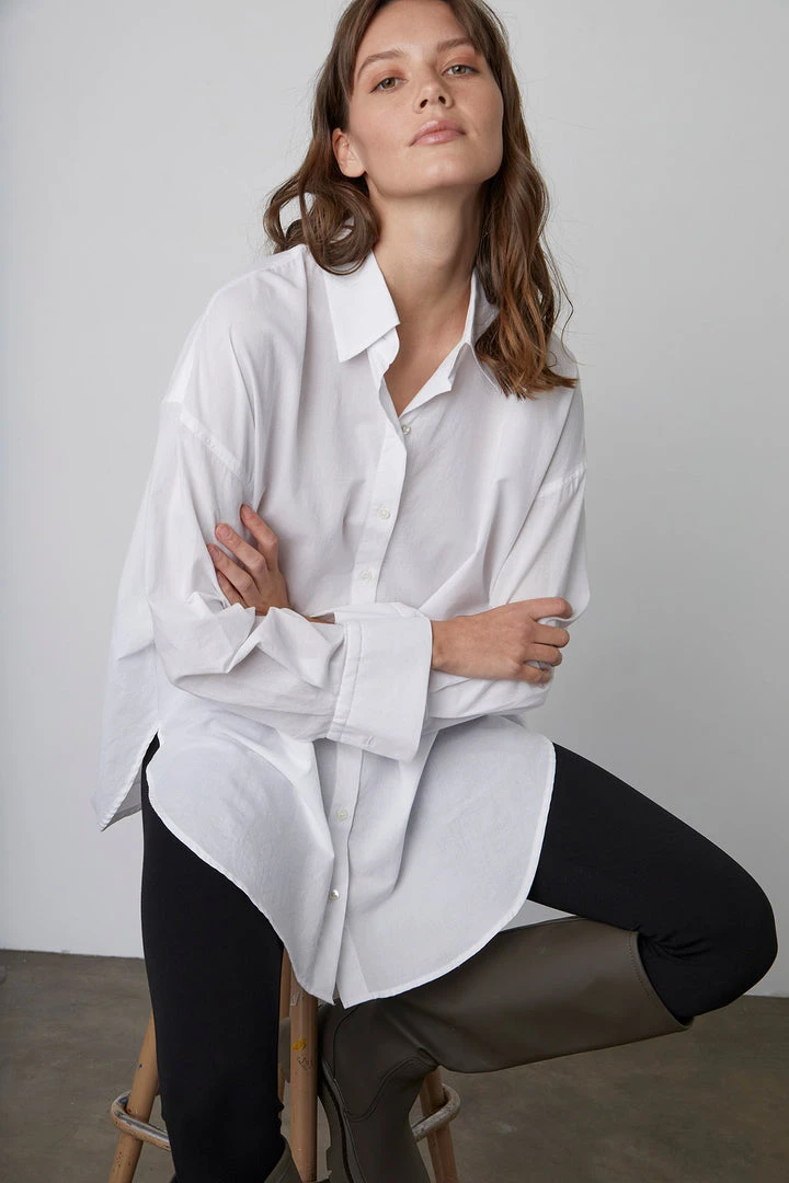 Velvet By Graham & Spencer RACHEL OVERSIZED BUTTON-UP SHIRT Womens 1 Velvet By Graham & Spencer RACHEL OVERSIZED BUTTON-UP SHIRT Womens
