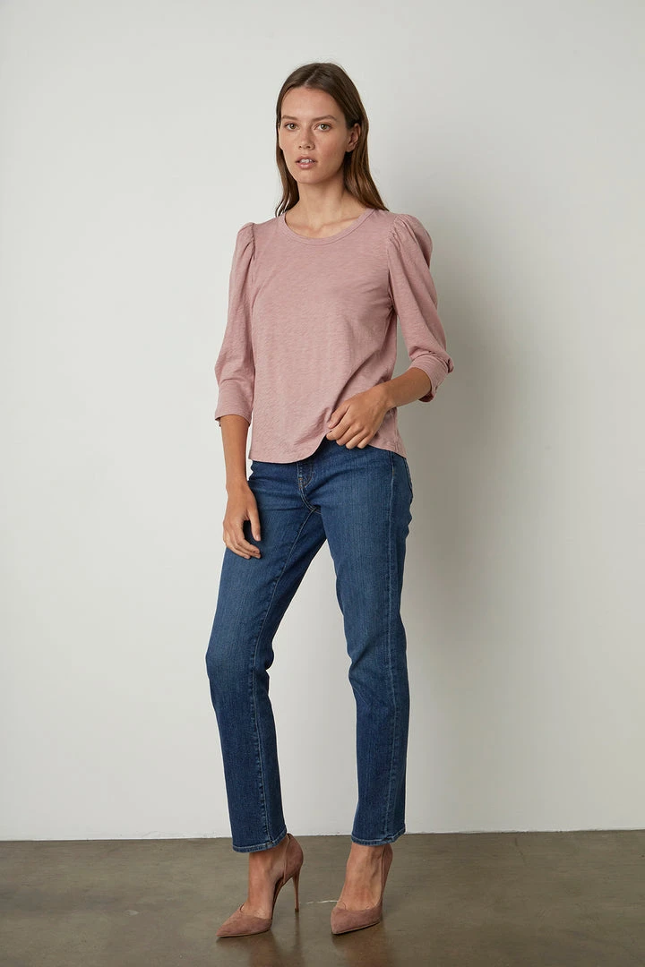 Velvet By Graham & Spencer Womens ANGELINA PUFF SLEEVE TEE 2 Velvet By Graham & Spencer Womens ANGELINA PUFF SLEEVE TEE