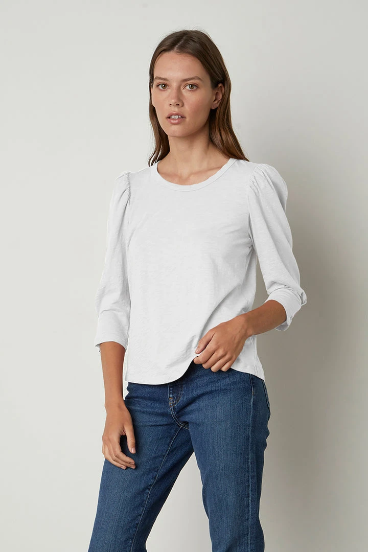 Velvet By Graham & Spencer Womens ANGELINA PUFF SLEEVE TEE 5 Velvet By Graham & Spencer Womens ANGELINA PUFF SLEEVE TEE