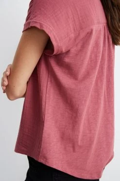 Velvet By Graham & Spencer Womens CARAH COTTON CONTRAST BLOUSE