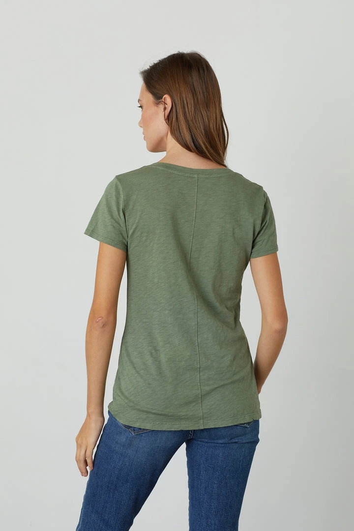 Velvet By Graham & Spencer Womens LILITH COTTON SLUB V-NECK TEE 10 Velvet By Graham & Spencer Womens LILITH COTTON SLUB V-NECK TEE