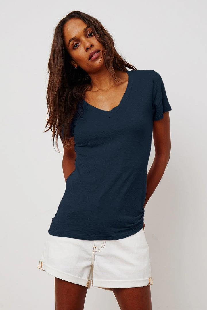 Velvet By Graham & Spencer Womens LILITH COTTON SLUB V-NECK TEE 27 Velvet By Graham & Spencer Womens LILITH COTTON SLUB V-NECK TEE