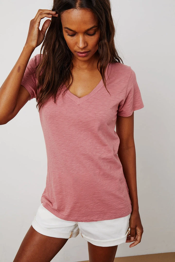 Velvet By Graham & Spencer Womens LILITH COTTON SLUB V-NECK TEE 9 Velvet By Graham & Spencer Womens LILITH COTTON SLUB V-NECK TEE