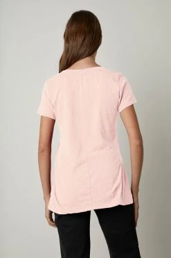 Velvet By Graham & Spencer Womens LILITH COTTON SLUB V-NECK TEE
