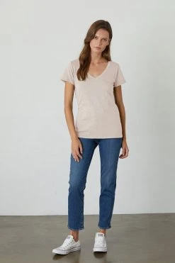 Velvet By Graham & Spencer LILITH COTTON SLUB V-NECK TEE Womens