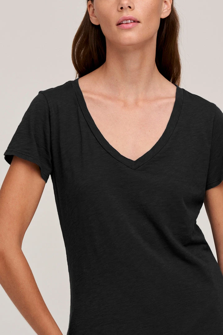 Velvet By Graham & Spencer Womens LILITH COTTON SLUB V-NECK TEE 2 Velvet By Graham & Spencer Womens LILITH COTTON SLUB V-NECK TEE