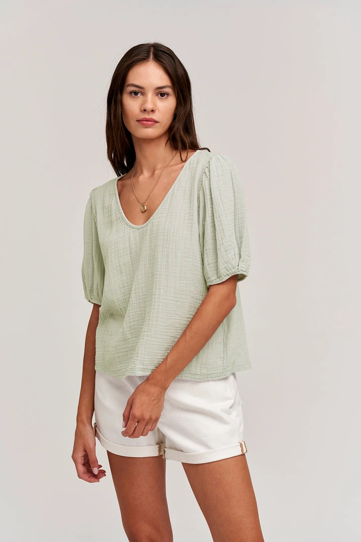 Velvet By Graham & Spencer Womens LOUISA PUFF SLEEVE TOP 2 Velvet By Graham & Spencer Womens LOUISA PUFF SLEEVE TOP