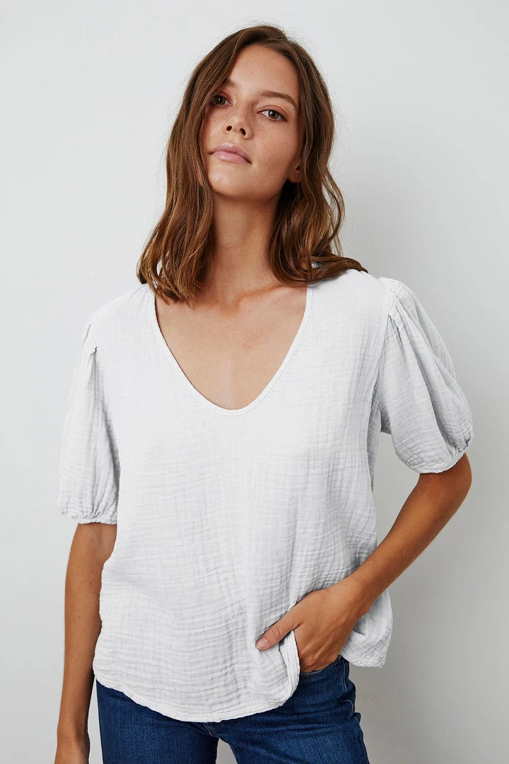 Velvet By Graham & Spencer Womens LOUISA PUFF SLEEVE TOP 5 Velvet By Graham & Spencer Womens LOUISA PUFF SLEEVE TOP