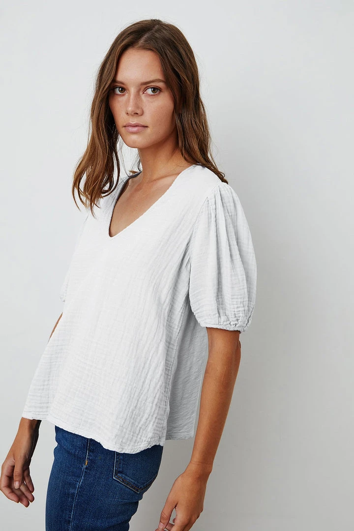 Velvet By Graham & Spencer Womens LOUISA PUFF SLEEVE TOP 8 Velvet By Graham & Spencer Womens LOUISA PUFF SLEEVE TOP