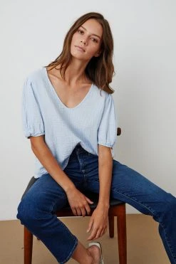 Velvet By Graham & Spencer Womens LOUISA PUFF SLEEVE TOP 27 Velvet By Graham & Spencer Womens LOUISA PUFF SLEEVE TOP