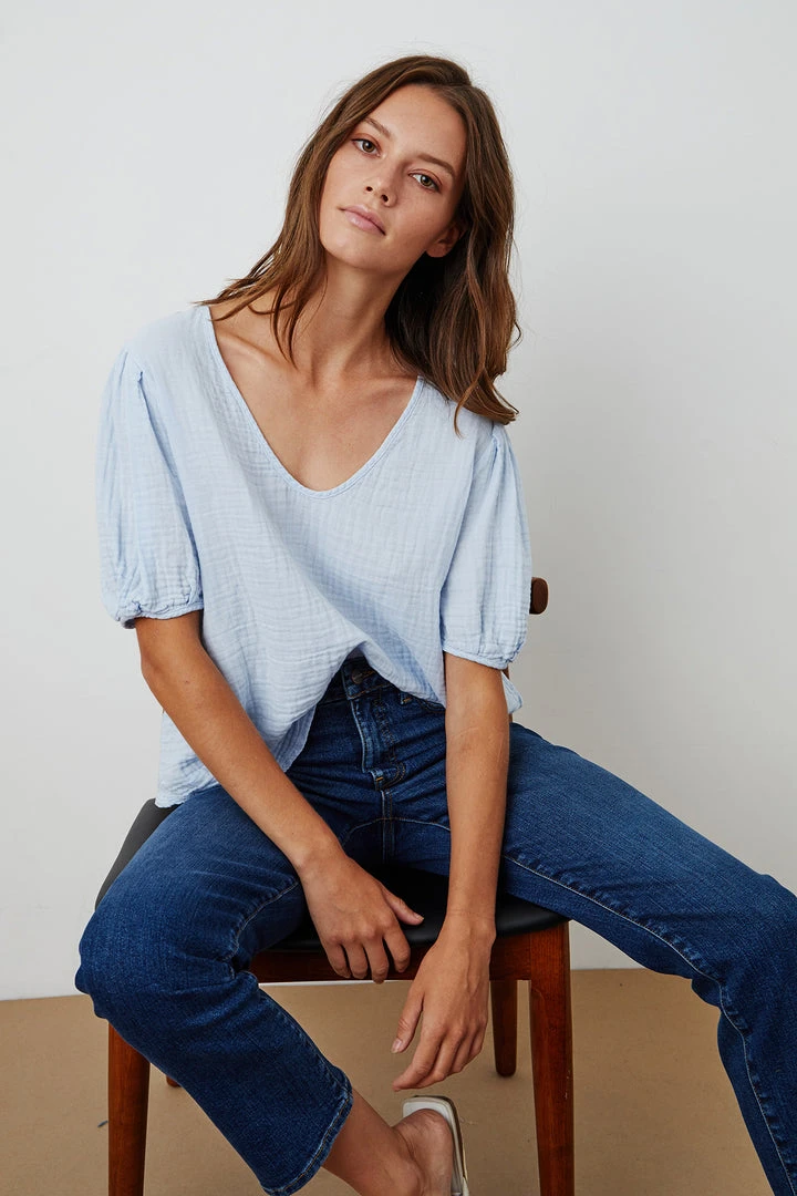 Velvet By Graham & Spencer Womens LOUISA PUFF SLEEVE TOP 13 Velvet By Graham & Spencer Womens LOUISA PUFF SLEEVE TOP