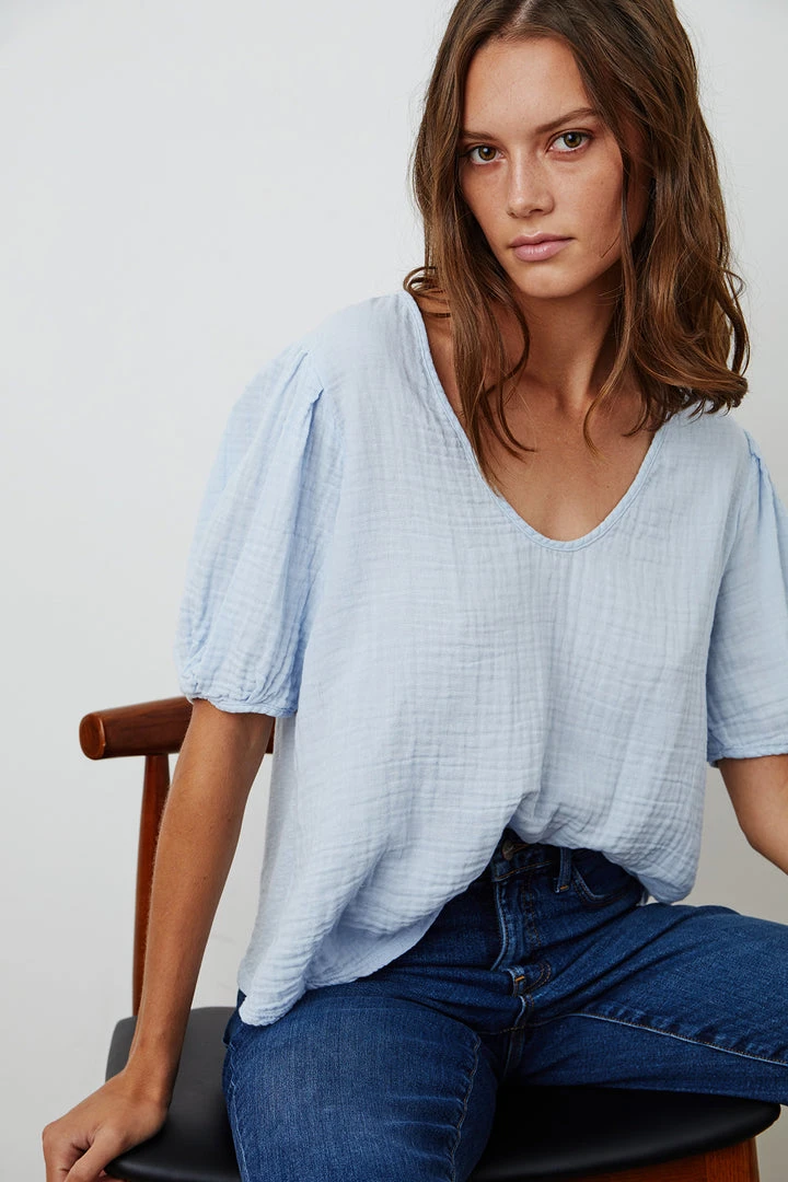 Velvet By Graham & Spencer Womens LOUISA PUFF SLEEVE TOP 14 Velvet By Graham & Spencer Womens LOUISA PUFF SLEEVE TOP