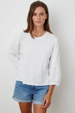 Velvet By Graham & Spencer Womens MARIEL PUFF SLEEVE TEE
