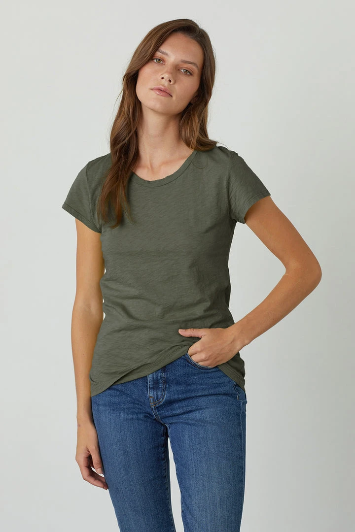 Velvet By Graham & Spencer ODELIA COTTON SLUB CREW NECK TEE 1 Velvet By Graham & Spencer ODELIA COTTON SLUB CREW NECK TEE