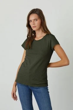 Velvet By Graham & Spencer ODELIA COTTON SLUB CREW NECK TEE 46 Velvet By Graham & Spencer ODELIA COTTON SLUB CREW NECK TEE