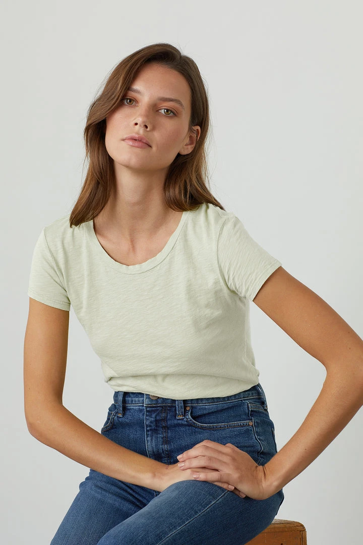 Velvet By Graham & Spencer ODELIA COTTON SLUB CREW NECK TEE 1 Velvet By Graham & Spencer ODELIA COTTON SLUB CREW NECK TEE