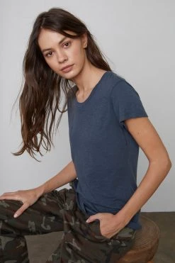 Velvet By Graham & Spencer ODELIA COTTON SLUB CREW NECK TEE 50 Velvet By Graham & Spencer ODELIA COTTON SLUB CREW NECK TEE