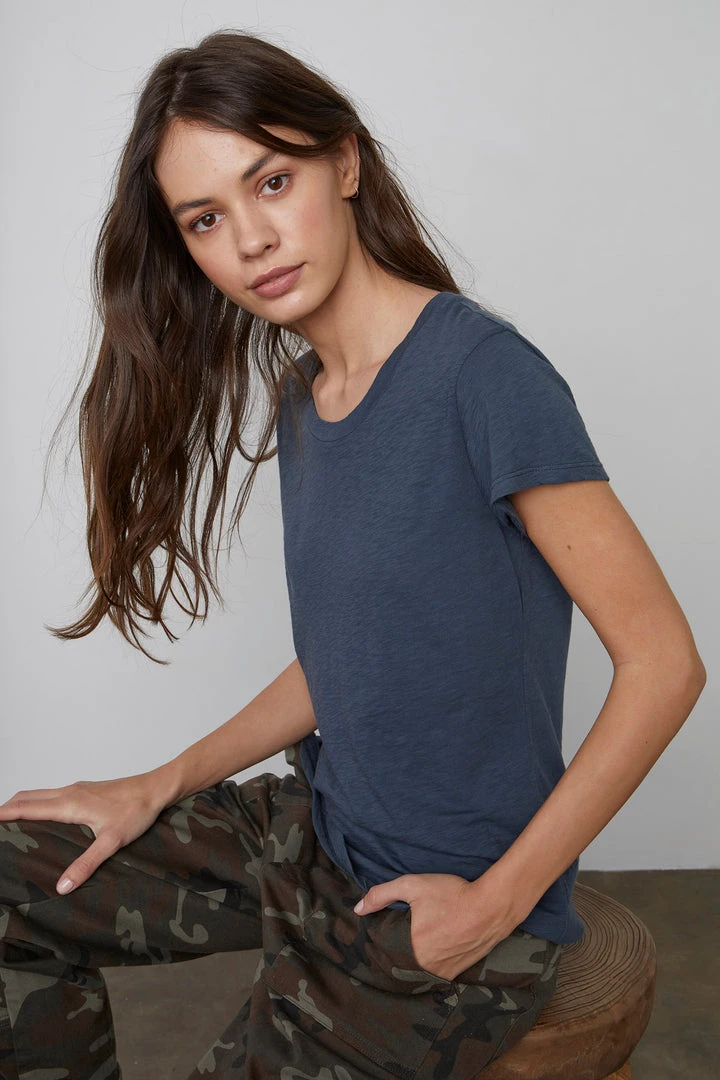 Velvet By Graham & Spencer ODELIA COTTON SLUB CREW NECK TEE 25 Velvet By Graham & Spencer ODELIA COTTON SLUB CREW NECK TEE