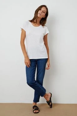 Velvet By Graham & Spencer ODELIA COTTON SLUB CREW NECK TEE 38 Velvet By Graham & Spencer ODELIA COTTON SLUB CREW NECK TEE