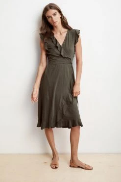 Velvet By Graham & Spencer Womens SEDONA COTTON SLUB WRAP DRESS