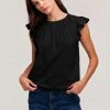 Velvet By Graham & Spencer Womens STACY RUFFLE SLEEVE TANK