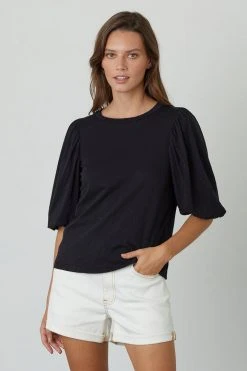 Velvet By Graham & Spencer Womens UMA PUFF SLEEVE TEE