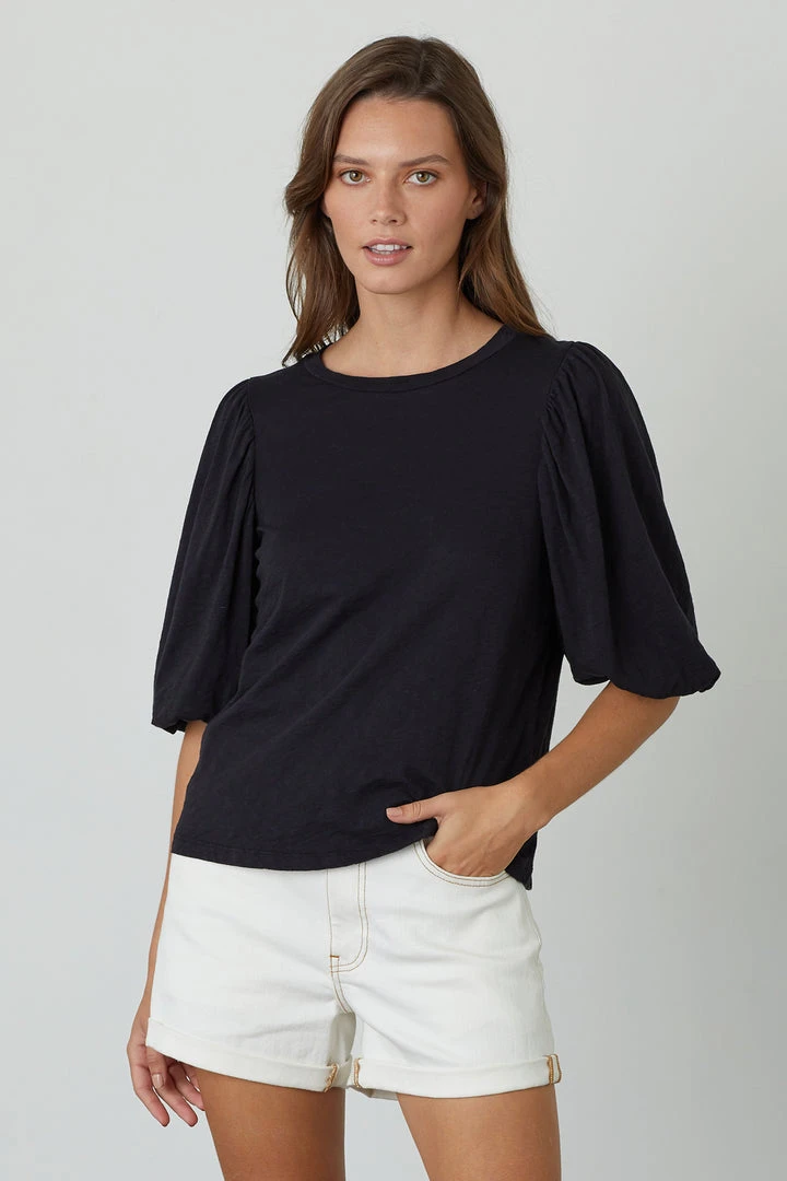 Velvet By Graham & Spencer Womens UMA PUFF SLEEVE TEE 1 Velvet By Graham & Spencer Womens UMA PUFF SLEEVE TEE