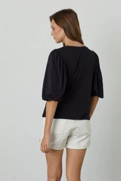 Velvet By Graham & Spencer Womens UMA PUFF SLEEVE TEE 7 Velvet By Graham & Spencer Womens UMA PUFF SLEEVE TEE
